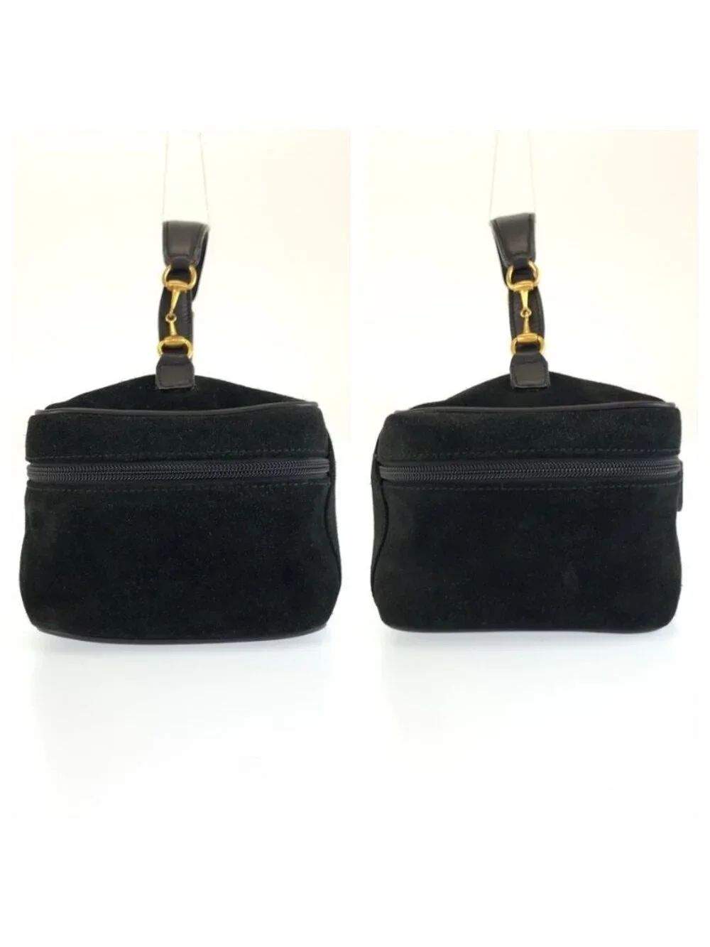 Gucci Horsebit Black Gold Suede Leather 032 106 Vanity Bag